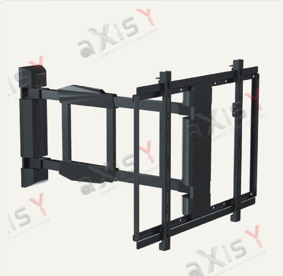 Dual-arm motorised linkage of the swivel TV lift